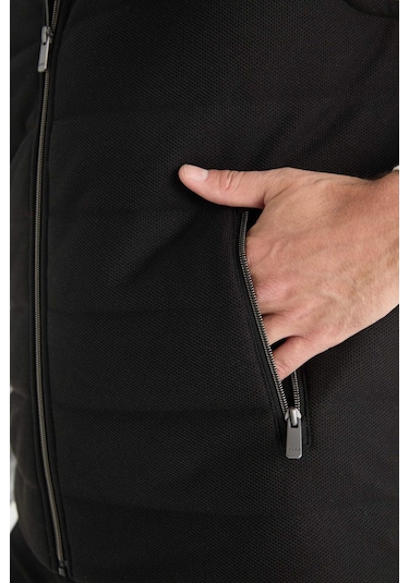 Defacto Slim Fit Dar Kesim Dik Yaka Fermuarlı Yelek D7536ax25aubk27 Siyah