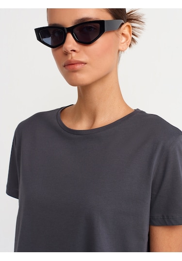 Dilvin Bisiklet Yaka Basic T-shirt 101a03471 Antrasit