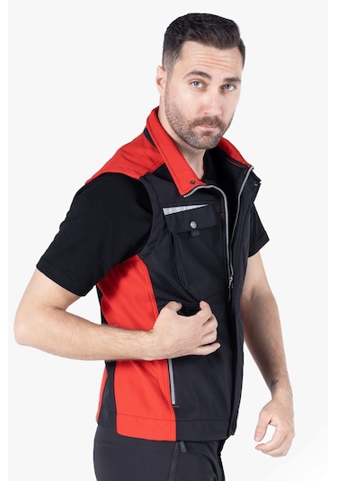 Softshell Yelek Siyah - Kırmızı