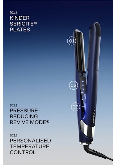 Cloud Nine 2'si 1 Arada Contouring Iron Pro, Seramik Plakalı Düzleştirici & Bukle Lacivert