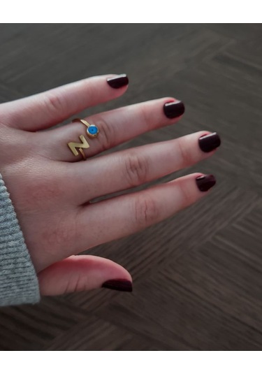 Kadın Nazar Boncuklu Ayarlamalı Çelik Z Harf Yüzük 888613 Altın