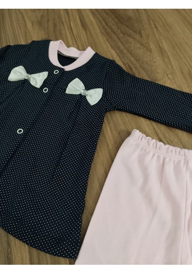Egişbaby Kız Bebek Puantiyeli İkili Takım Pembe - Siyah