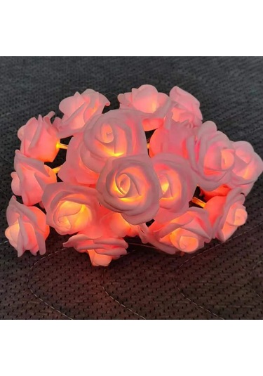 Yaozixa Pembe Gül Desenli Led Işık Zinciri, 3m Uzunlukta, 20 Ampul, Yumuşak Işık, Ev Dekorasyonu, Romantik Ortam Oluşturucu, İç Mekan Kullanıma Uygun