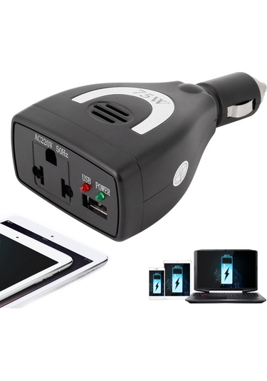 Lemestar Araç İçin Entegre Usb Çıkışı 75w 12v Dc'den 220v Ac'ye Dönüştürücü, Modifiye Sinüs Dalga, Taşınabilir Elektrik Aleti