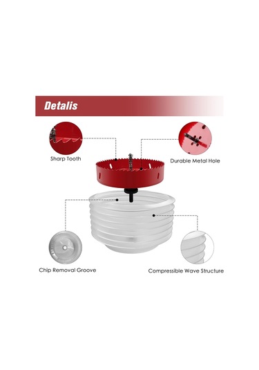 Toz Hazneli 6 İnç Delik Testeresi, 3/8 İnç Altıgen Şaftlı Mandrel Matkap Toz Haznesi