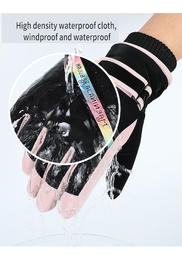 Kayak Eldivenleri Artı Kadife Sıcaklık Açık Binicilik Eldivenleri Siyah Black Siyah