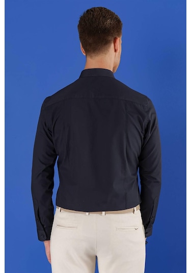 Gk 691 Slim Fit Lacivert Klasik Gömlek Lacivert