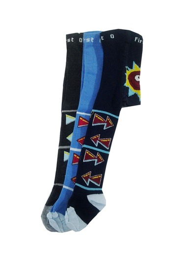 Hepsinerakip Erkek Bebek Çocuk Renkli Desenli Külotlu Çorap 3 Lü Paket Çok Renkli