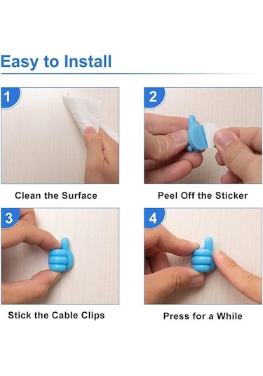 Mavi Duvar Askı Kanca Çok Fonksiyonlu El Duvar Klip Kapı Arkası Tuşları Kule Organizatör Kanca Tel Veri Hattı Tutucu Araba Aksesuarları Kanca 2pcs Mavi