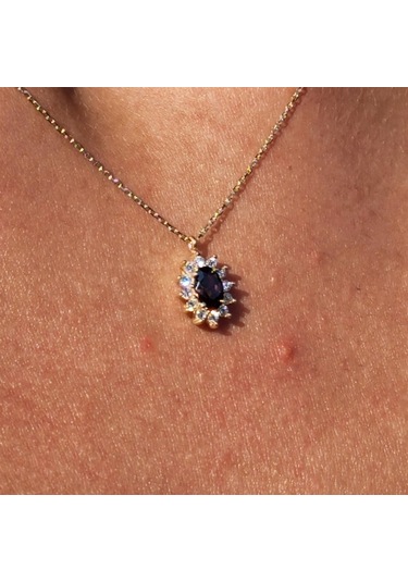 0,95 Ct Aleksandrıt 0,25 Ct Pırlanta Signity Taşlı Anturajlı Vintage 14 Ayar Altın Tasarım Kolye