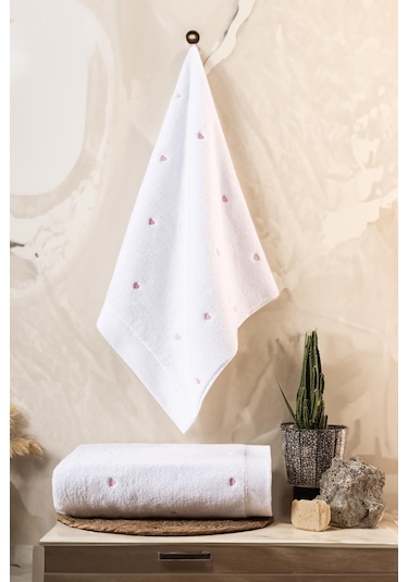 Varol Love Serisi Nakışlı Micro Cotton Banyo Havlu Seti Pembe-standart Pembe