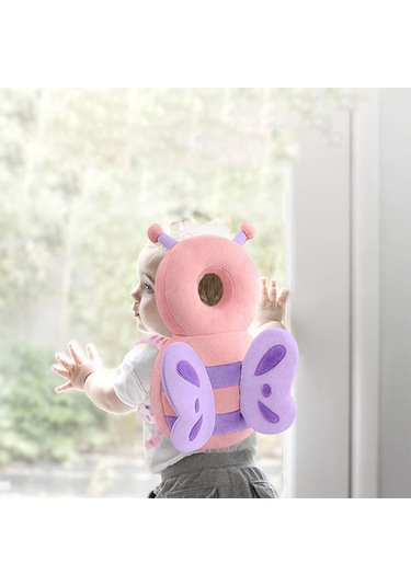 Bebeğin Başını Korumaya Yönelik Emniyet Yastığı, 0-3 Yaş, 19 X 33 X 6 Cm, Pembe Ve Mor