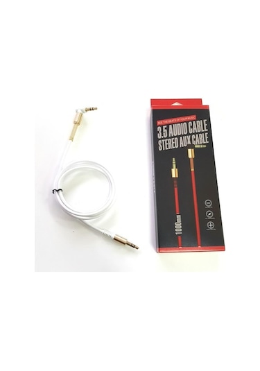 Electroon 3,5Mm Stereo Gold Jaklı Beyaz Silikon Aux Kablo 1Metre