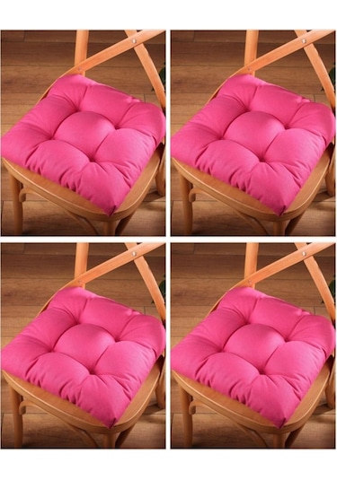 Altınpamuk Altınpamuk 4'Lü Lüx Pofidik Fuşya Sandalye Minderi Özel Dikişli B