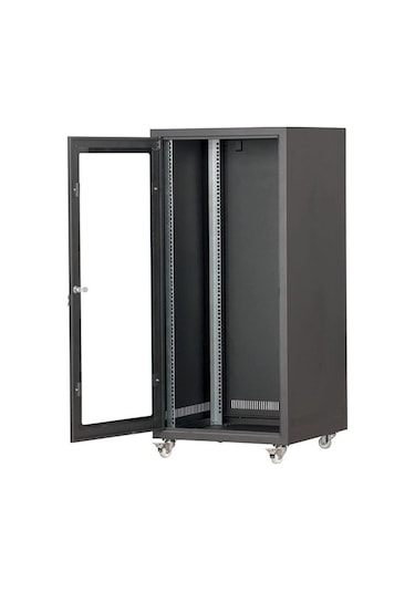 Setrack 32U 19'' 600x600 Tekerlekli Camlı Rack Kabinet