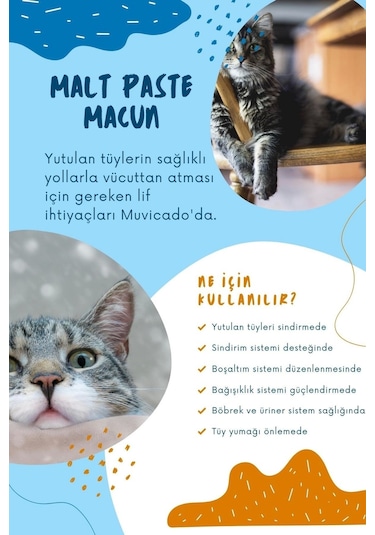 Muvicado Kedi Maltı Kediler İçin Tüy Yumağı Önleyici Malt Paste 100 G