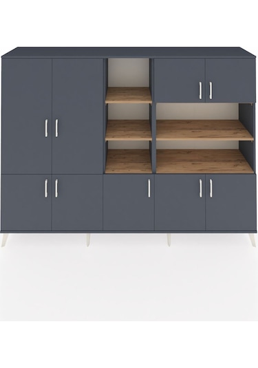 Hyperion Dolap 14 Raflı 9 Kapaklı 220x44x163 Antrasit-antrasit/ça Antrasit-antrasit/çam