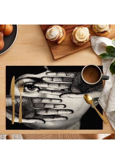 1/4 Adet Keten Kare Amerikan Servisleri Güzel Kız Desenli Dekoratif Paspas Siyah Ve Beyaz Sanat Batı Yemekleri Masa Pedi Otel Masası Dekoru 4 Adet-2, Diğer