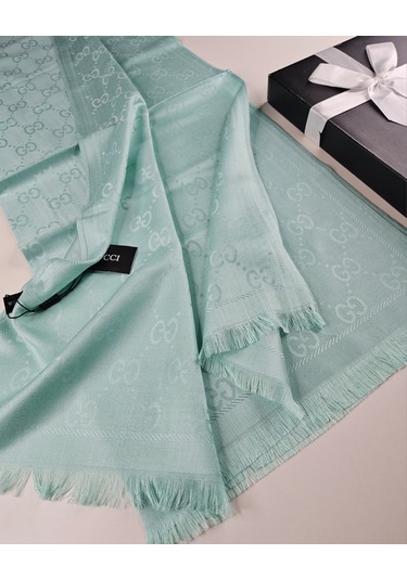 Miorel Scarfs G Desen Çift Taraflı Kaşmir İpek Şal 4 Mevsim Soft Pamuklu Şal Mint Yeşili
