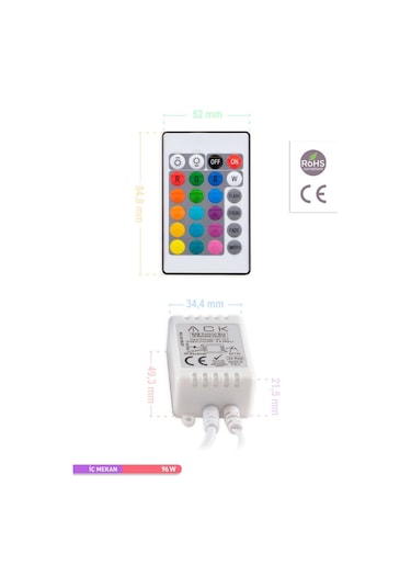 ACK IR RGB Kumandası 12V 96W