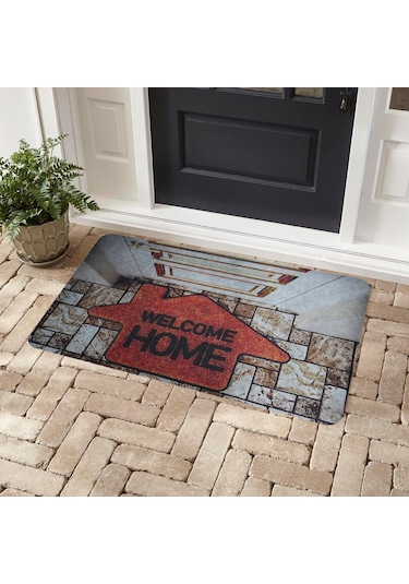 Welcome Home Baskılı Kaliteli Kauçuk Kapı Önü Paspası