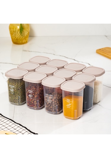 Porsima 1113 12'li Sızdırmaz Düz Kapaklı Baharatlık Seti Cappucci Cappucino