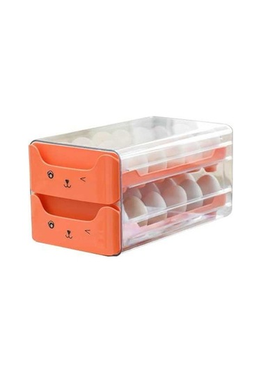 Pazly Çift Katmanlı Şeffaf Yumurta Çekmecesi Uzatma Bağımsız Yuva Turuncu Turuncu