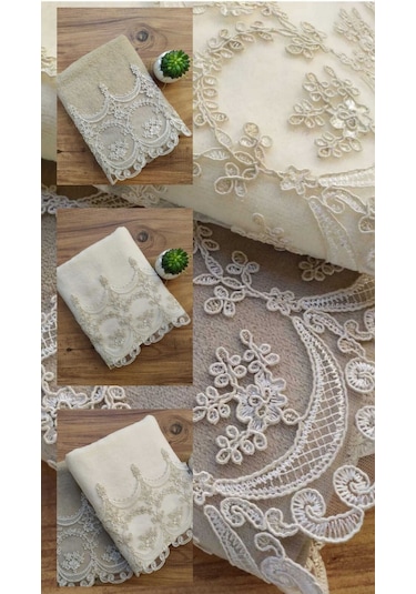 Fabella Çeyizlik Kadife El ve Yüz Havlu Seti 2'li Set 50/90cm Bej - Kahverengi