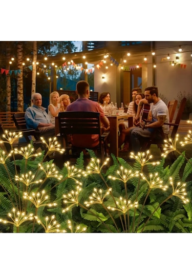 Solar 80 Led Sarı Renk Yıldız Patlaması Led Bahçe Aydınlatma Solar Bahçe Süsü Sge1004 Sarı