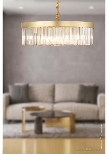 Desina 60'lık Kristal Taşlı Lüks Avize - Sarı-yaldız Sarı Yaldız