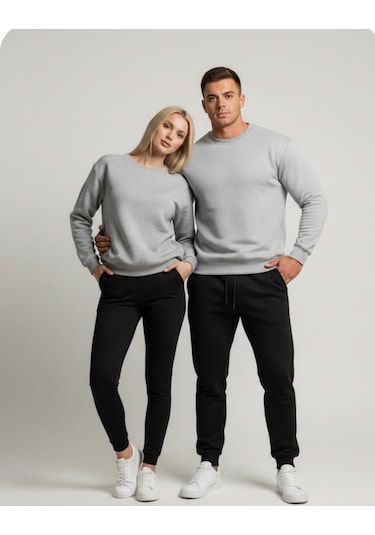 Tuba Toptaş Unisex Bay/ Sweatshirt Yuvarlak Yaka Gri Tuba Toptaş Unisex Bay/ Sweatshirt Yuvarlak Yaka Gri
