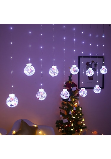 Led Bakır Tel Perde Işık Dilek Topu Noel Dekorasyonu Dize Işıklar, Rastgele Stil Teslimat, Fiş Tipi: Ab Fiş Beyaz Işık Diğer