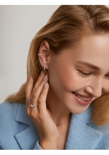 Miestilo Delme Gerektirmeyen Takı Küpesi Gümüş 925 Tek Küpe Gümüş 244524395 Gümüş