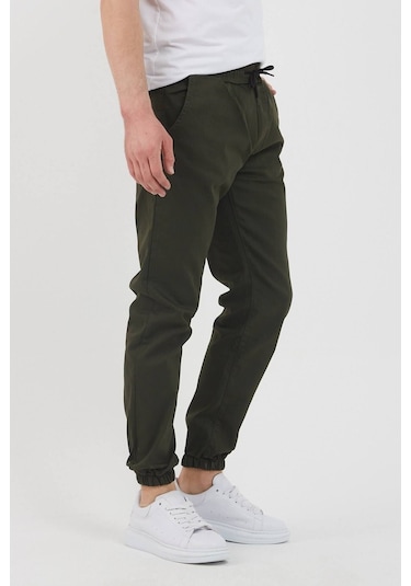 Tarz Cool Erkek Bel Paça Lastikli Jogger Pantolon Haki