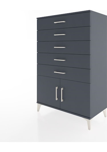 Hyperion Dolap 5 Çekmeceli 2 Kapaklı 88x44x134 Antrasit-antrasit Antrasit