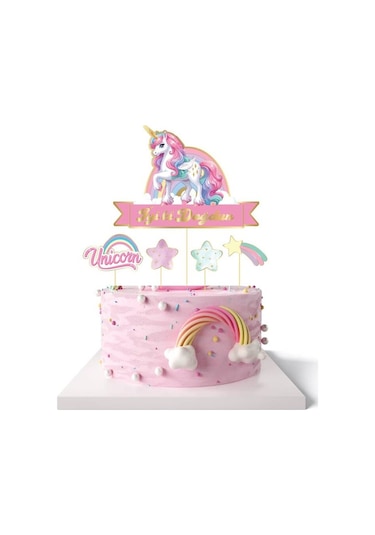 Unicorn Temalı Pasta Süsü Kürdan 5 Li