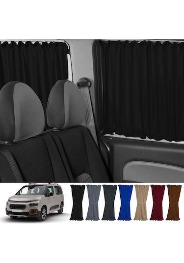 Pandami Citroen Berlingo 2.nesil 2008-2018 Uyumlu Siyah Raylı Oto Perde Takımı