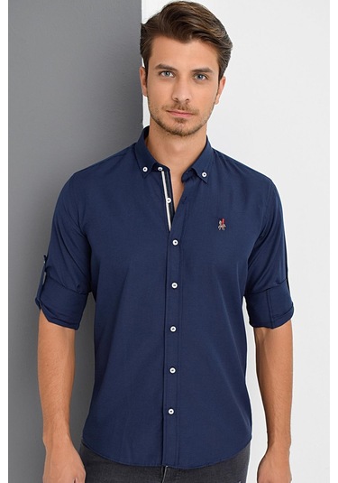 G974 Dewberry Erkek Gömlek-lacivert Lacivert