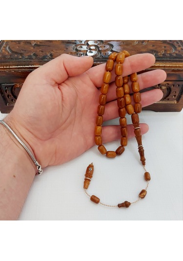 Soma Tesbih Mücahit Şener İmzalı Gümüş Sarmalı Kuka Tesbih Ölçü 8.2x12