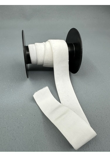 2.5 Cm Likralı Esnek Kadife-5 Metre-beyaz