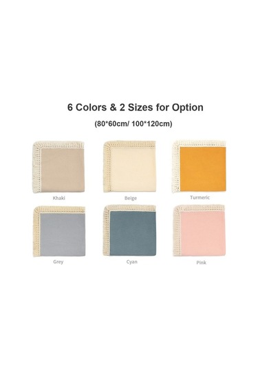 Flybuy Yumuşak Xindoker Ve Püsküllü Muslin Doğa Dostu Bebek Battaniyesi 80x65cm Haki