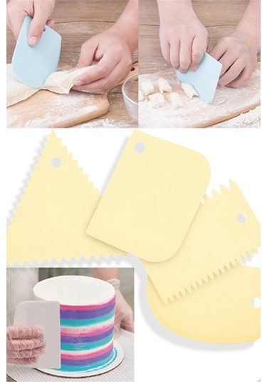 4'lü Set Hamur Kesme Ve Şekillendirme & Pasta Şekil Verme Aparatı - Krem Krem