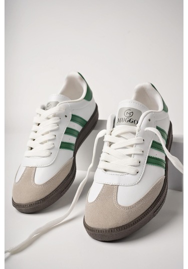 Muggo Jabbar Unisex Ortopedik Günlük Garantili Bağcıklı Yürüyüş Koşu Sneaker Spor Ayakkabı Yeşil