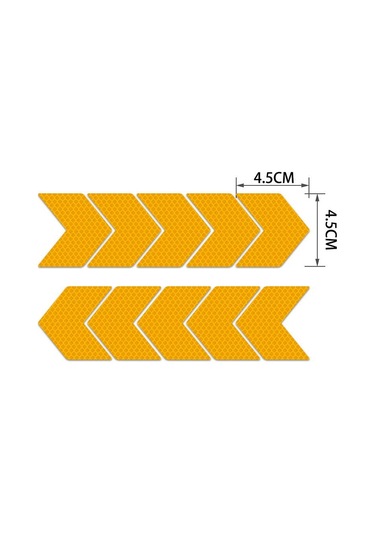 Turuncu 10 Adet Ok Yansıtıcı Yapışkan Bant Etiket Çıkartması Güvenlik Dikkat Uyarı Yansıtıcı Bant Kamyon Motosiklet Bisiklet Kalıplama
