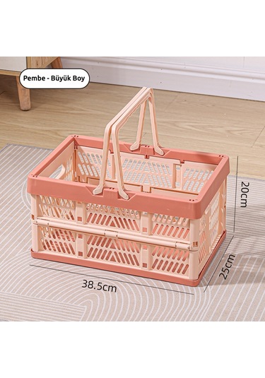 Snapbuy Katlanır Sepet, Alışveriş, Piknik, Market, Taşıma, Depolama Ve Kamp İçin Uygundur Büyük Boy Pembe