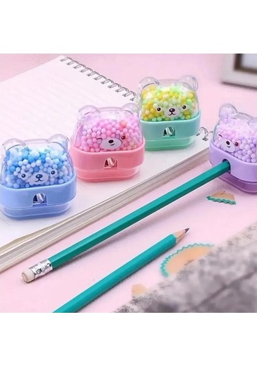 Piano Boncuklu Ayıcık Kalemtraş - 4 Adet