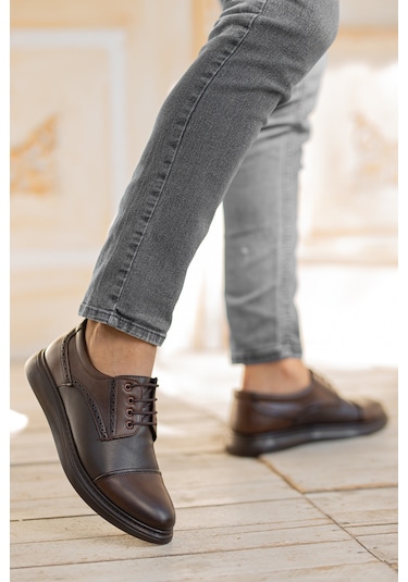 D0235 Günlük Ortopedik Erkek Klasik Garantili Ayakkabı Kahverengi