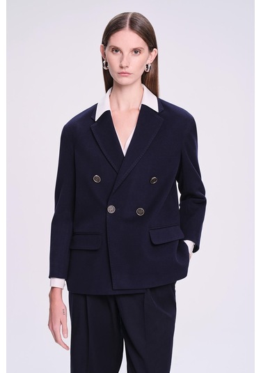 Saykı Woman Lacivert Dinamik Fit Kruvaze Ceket Siyah