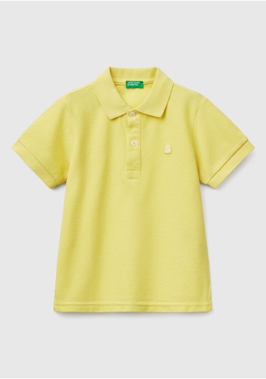 Erkek Çocuk Sarı Logolu Pike Polo T-shirt Sarı