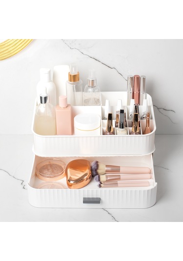 Porsima 0619 Çekmeceli Takı Organizeri Makyaj Düzenleyici Kutu Be Beyaz